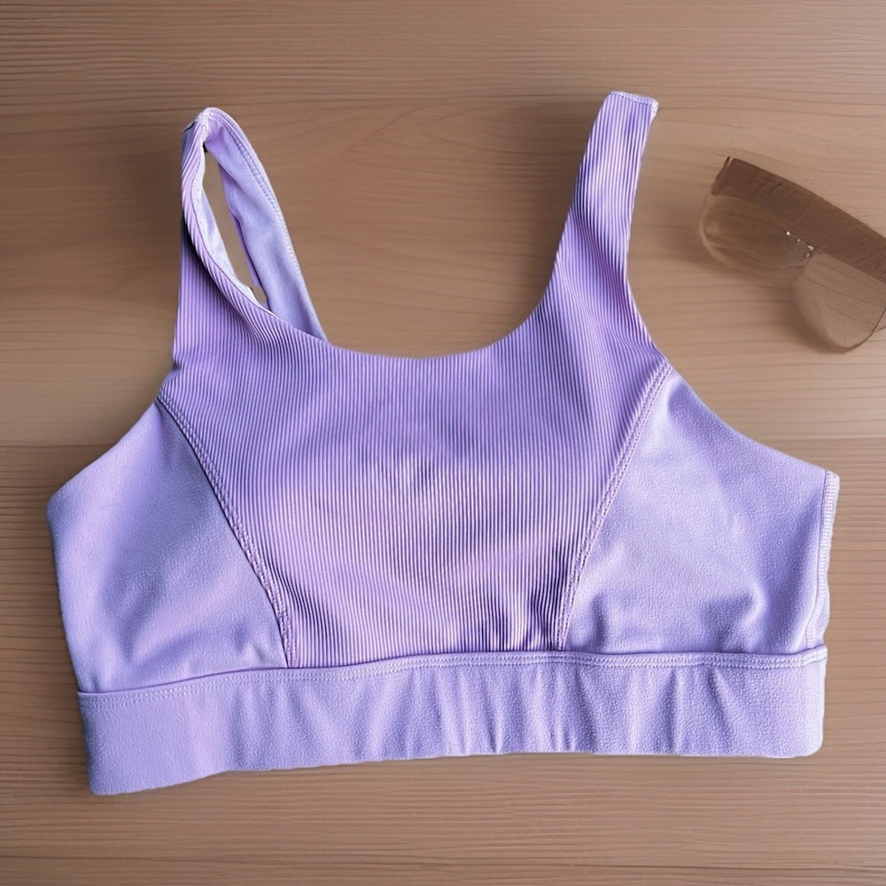 DIP Size Large Womens Purple Unlined Wireless Padded Pull On Sports Bra